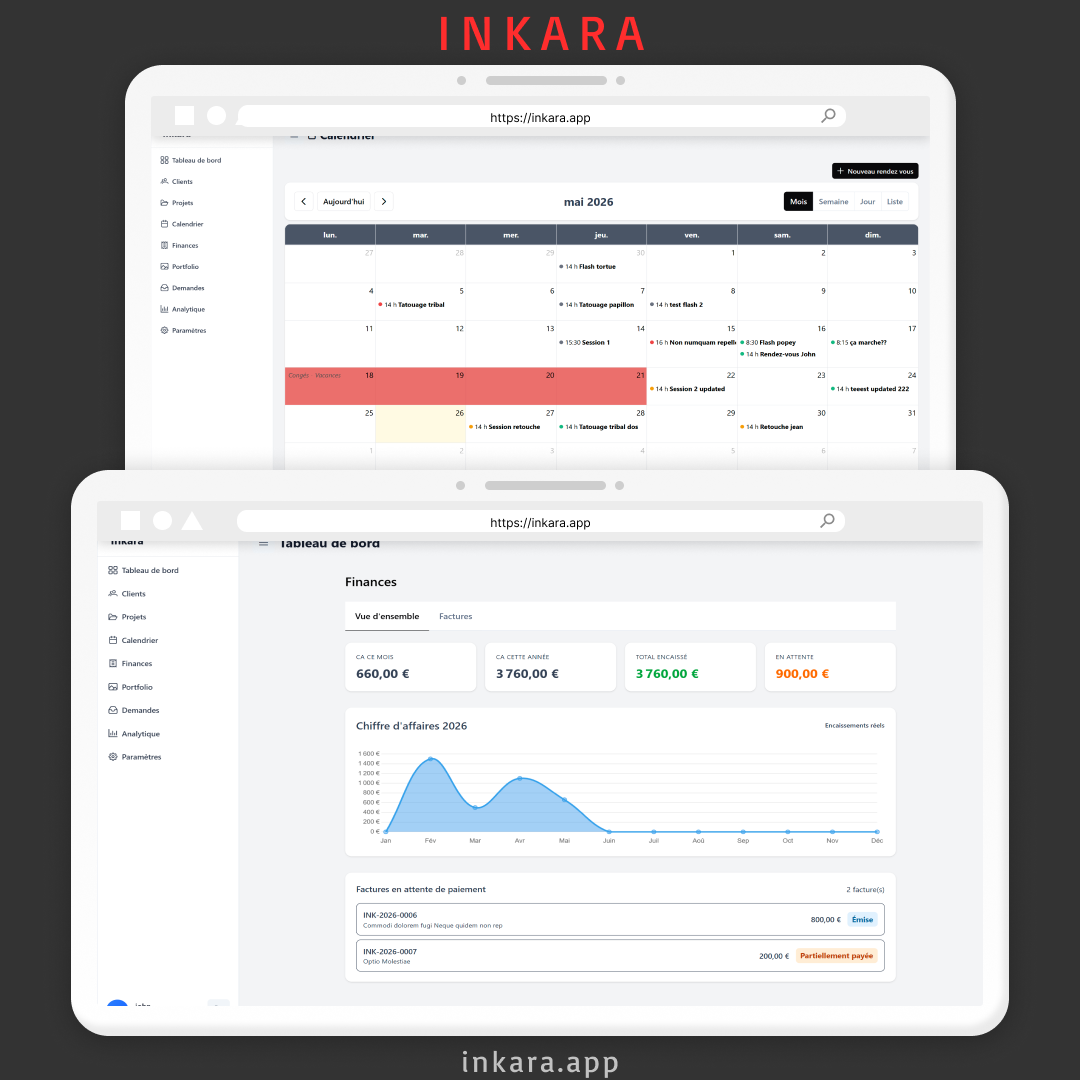 Inkara - L'application dédiée aux tatoueurs indépendants
